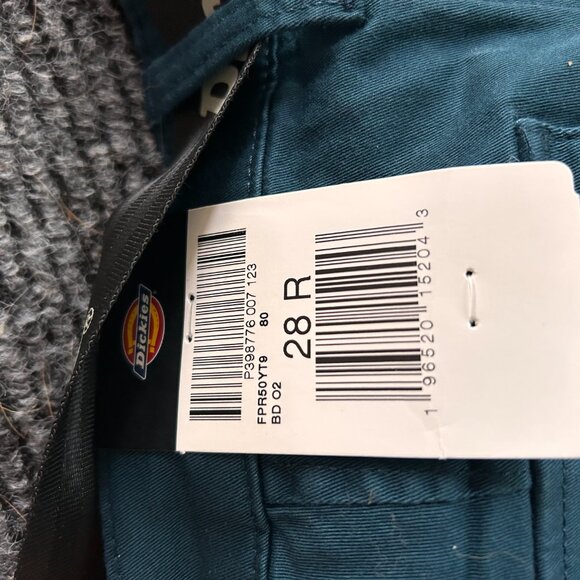 Size 28R - Brand New Dickies Blue-Green Relaxed Fit Cropped Women's Cargo Pants - Picture 2 of 8